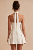 Robe nuptiale sans bustiers en ligne A avec écharpe au col