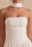 Robe nuptiale sans bustiers en ligne A avec écharpe au col