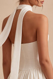 Robe nuptiale sans bustiers en ligne A avec écharpe au col