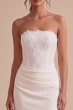 Robe de fiançailles blanche sans bretelles Midi bodycon à fête