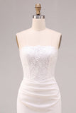 Robe de fiançailles blanche sans bretelles Midi bodycon à fête