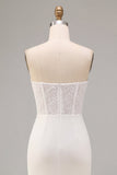 Robe de fiançailles blanche sans bretelles Midi bodycon à fête