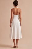 Robe de fiançailles Midi blanche à col nu en ligne A