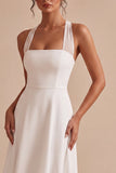 Robe de fiançailles Midi blanche à col nu en ligne A