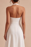 Robe de fiançailles Midi blanche à col nu en ligne A