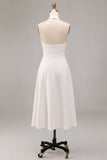 Robe de fiançailles Midi blanche à col nu en ligne A