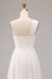 Robe de fiançailles blanche Midi à une épaule en ligne A