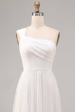 Robe de fiançailles blanche Midi à une épaule en ligne A