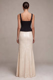 Sirène noire et blanche, paillettes carrées, longue robe formelle