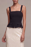 Sirène noire et blanche, paillettes carrées, longue robe formelle