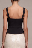 Sirène noire et blanche, paillettes carrées, longue robe formelle