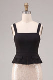 Sirène noire et blanche, paillettes carrées, longue robe formelle