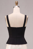 Sirène noire et blanche, paillettes carrées, longue robe formelle