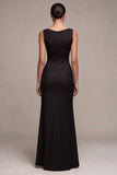 Robe longue formelle sirène noire sans manches à col à capuchon