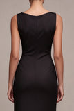 Robe longue formelle sirène noire sans manches à col à capuchon