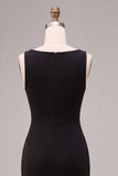 Robe longue formelle sirène noire sans manches à col à capuchon