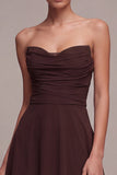 Robe longue de cérémonie en mousseline A-Line Dark Coffee Sweetheart