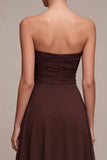 Robe longue de cérémonie en mousseline A-Line Dark Coffee Sweetheart