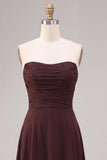 Robe longue de cérémonie en mousseline A-Line Dark Coffee Sweetheart