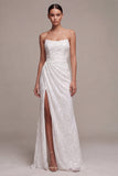 Robe formelle longue à fête en forme de sirène sans bretelles sans bretelles