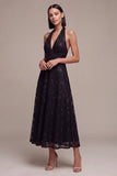 Robe formelle midi à col nu noir à col nu