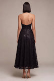 Robe formelle midi à col nu noir à col nu