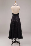 Robe formelle midi à col nu noir à col nu