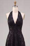 Robe formelle midi à col nu noir à col nu
