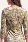 Robe de travail Midi grise à manches fleuries 3/4