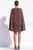 Robe de travail mini à manches de cape grise A Line avec poches