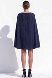 Robe de travail mini à manches de cape grise A Line avec poches