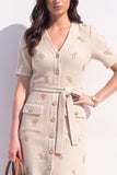 Robe de travail à manches courtes jaune A Line avec poches