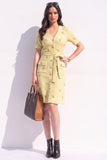 Robe de travail à manches courtes jaune A Line avec poches
