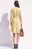 Robe de travail à manches courtes jaune A Line avec poches