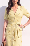 Robe de travail à manches courtes jaune A Line avec poches