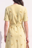 Robe de travail à manches courtes jaune A Line avec poches