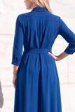 Robe de travail midi à simple boutonnage Bourgogne A avec manches 3/4