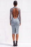 Robe midi coktail crayon bleu clair à sequins scintillants