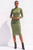 Robe midi coktail crayon bleu clair à sequins scintillants