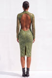 Robe midi coktail crayon bleu clair à sequins scintillants