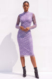 Robe midi coktail crayon bleu clair à sequins scintillants