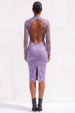Robe midi coktail crayon bleu clair à sequins scintillants