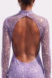 Robe midi coktail crayon bleu clair à sequins scintillants