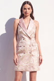 Rouge à fard rose fleur Jacquard Peak Mini robe à revers