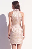 Rouge à fard rose fleur Jacquard Peak Mini robe à revers