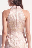 Rouge à fard rose fleur Jacquard Peak Mini robe à revers