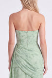 Corset bustier serein en chiffon poussiéreux robe longue de demoiselle d’honneur fleurie avec fente