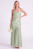 Robe longue de demoiselle d’honneur en satin en satin rose avec longues bretelles d’honneur avec fleurs 3D