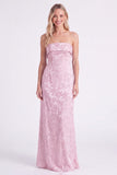 Robe longue de demoiselle d’honneur sauge sans bretelles florale