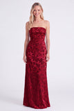 Robe longue de demoiselle d’honneur sauge sans bretelles florale